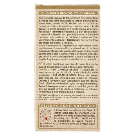 I Provenzali Bio Olio di Argan Biologico Puro al 100% 30 mL